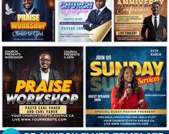 Kirchen Flyer Vorlage, Pastor Anerkennung Flyer, Pastor Jubiläum Flyer, bearbeitbar druckbar, Canva Download, digitaler Flyer, Gastredner