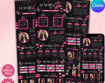 Acuity Scheduling Template for Hair Stylists, Pink Acuity Template, Esthetician Website, Hair Lash Nail Braid Tech Booking Site, Canva