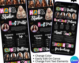 Hair Stylist Acuity Scheduling Template, Hair Stylist Branding, Hair Stylist Website, Canva Template, Black and Pink Acuity,Digital Download