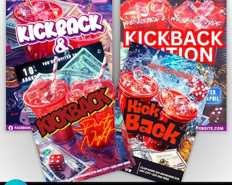 Kickback Party Flyer, Editable Kickback Club Flyer, Club DJ Party Invite, Event Flyer, Social Media Flyer, Canva Template, Instant Download