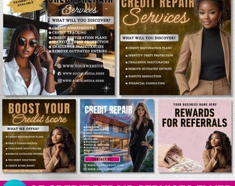 Credit Repair Flyer, Credit Repair Templates, Credit Repair Marketing, Credit Repair Business Card, Editable Credit Repair Canva Flyer