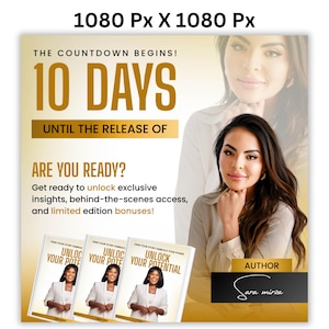 May include: A promotional image with the text "THE COUNTDOWN BEGINS! 10 DAYS UNTIL THE RELEASE OF ARE YOU READY?" and the book title "UNLOCK YOUR POTENTIAL". The author's name is Sara Mirza. The image features a woman in a white blazer.