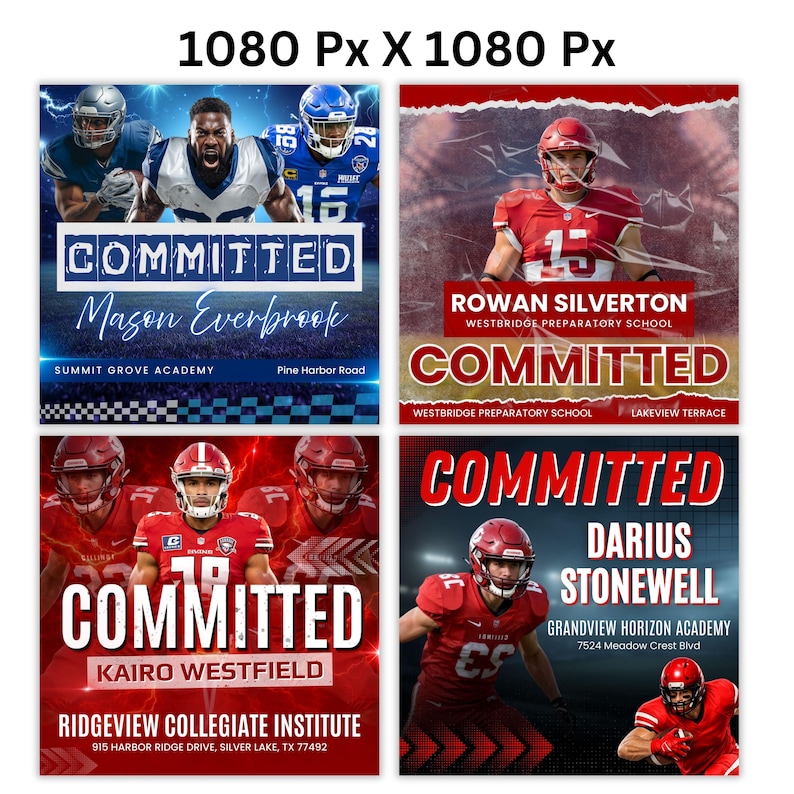 Football Committ Graphics Sports Committed Poster Template, Signing Day Canva Flyer, High School ...