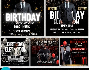 Geburtstagsfeier Flyer, Männer Geburtstag Flyer, Geburtstagskind, Event Flyer, Club Flyer, Geburtstagsparty, Krebs Geburtstag Flyer, Canva Vorlage