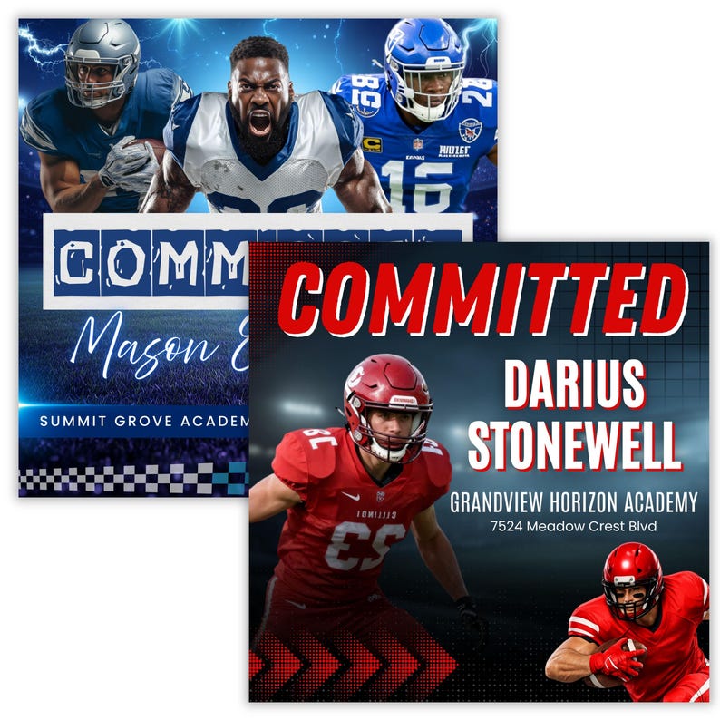 Sports Committed Poster Template, Signing Day Canva Flyer, High School ...