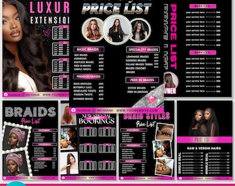 Editable Price List Template, Price List Flyer, Hair Price List, Flyer Template, Printable Beauty Salon Pricing Template, Nail Flyer