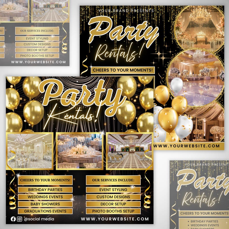 Party Rentals Flyer, Event Supplies Flyer, Event Equipment Rental Flyer ...