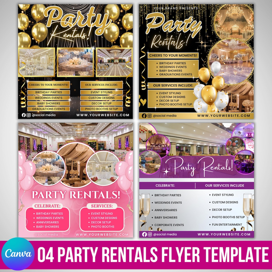 Party Rentals Flyer, Event Supplies Flyer, Event Equipment Rental Flyer ...