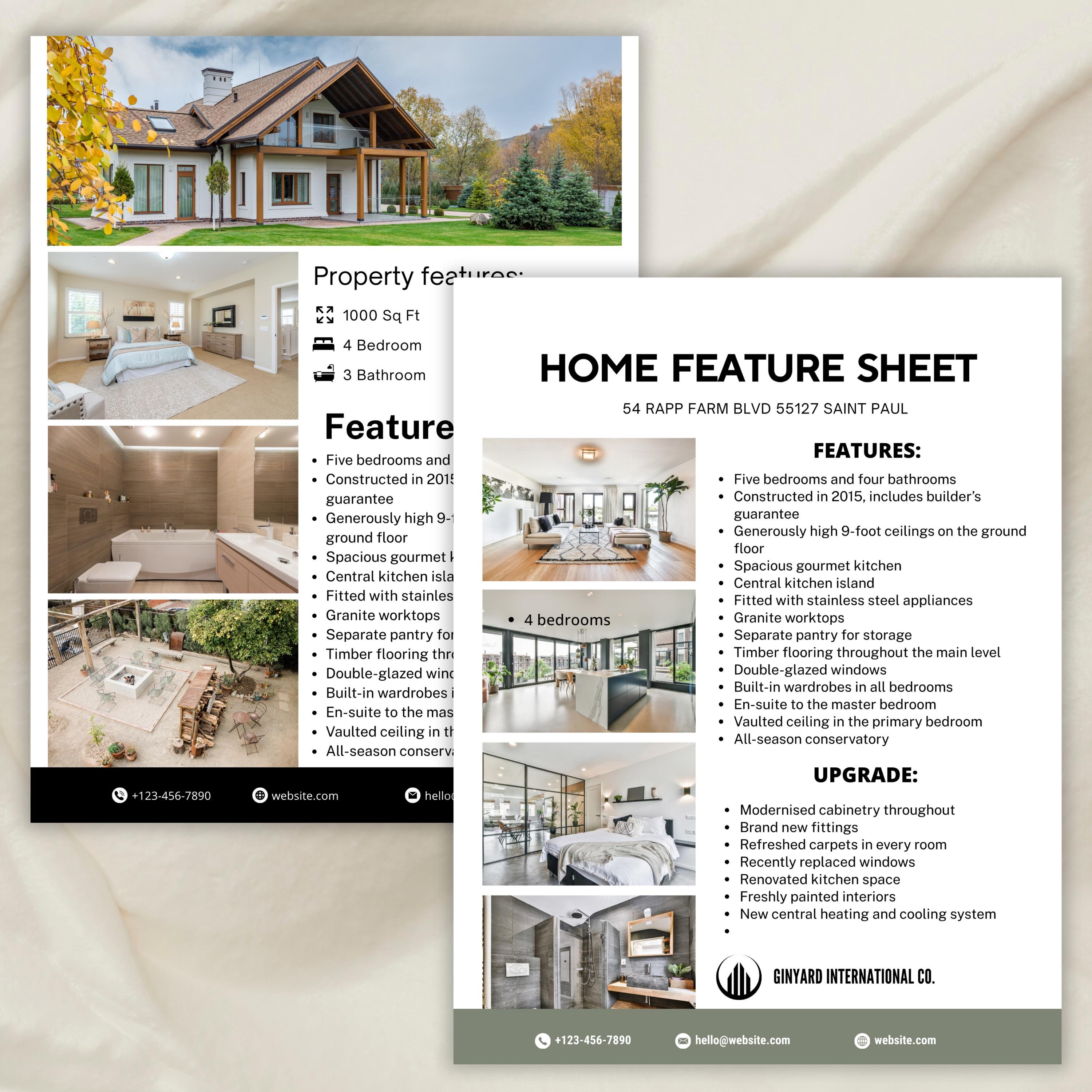 Real Estate Home Feature Sheet, Realtor Flyer Template, Real Estate ...