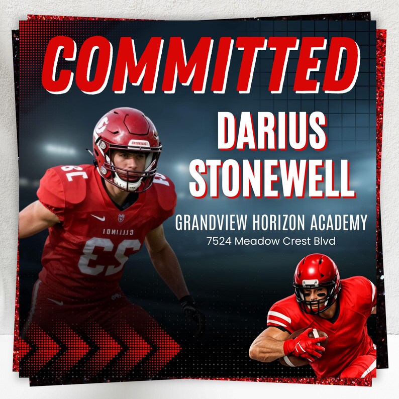Sports Committed Poster Template, Signing Day Canva Flyer, High School ...