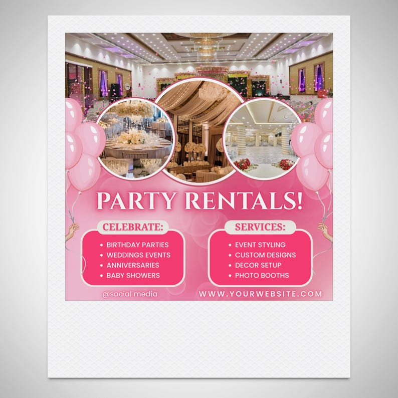 Party Rentals Flyer, Event Supplies Flyer, Event Equipment Rental Flyer ...