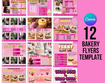 Bakery Flyer Editable Canva Template , Sweet Treats Flyer, Bake Sale Flyer, Dessert Flyer, Bake Shop Flyer, Pastry Flyer, Cake BusinessFlyer