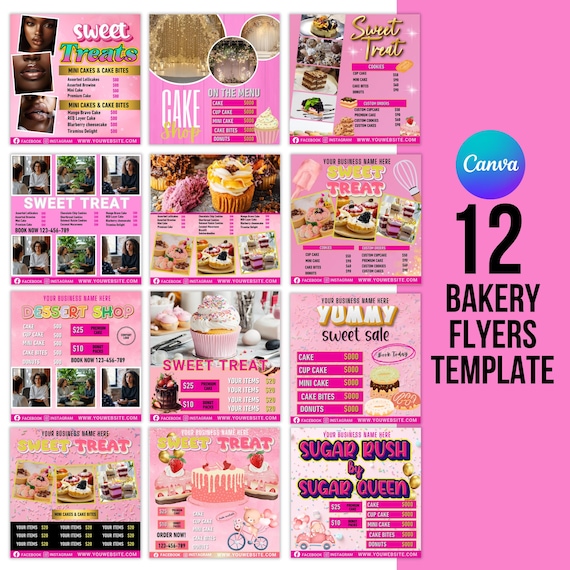 Bakery Flyer Editable Canva Template , Sweet Treats Flyer, Bake Sale Flyer, Dessert Flyer, Bake Shop Flyer, Pastry Flyer, Cake BusinessFlyer
