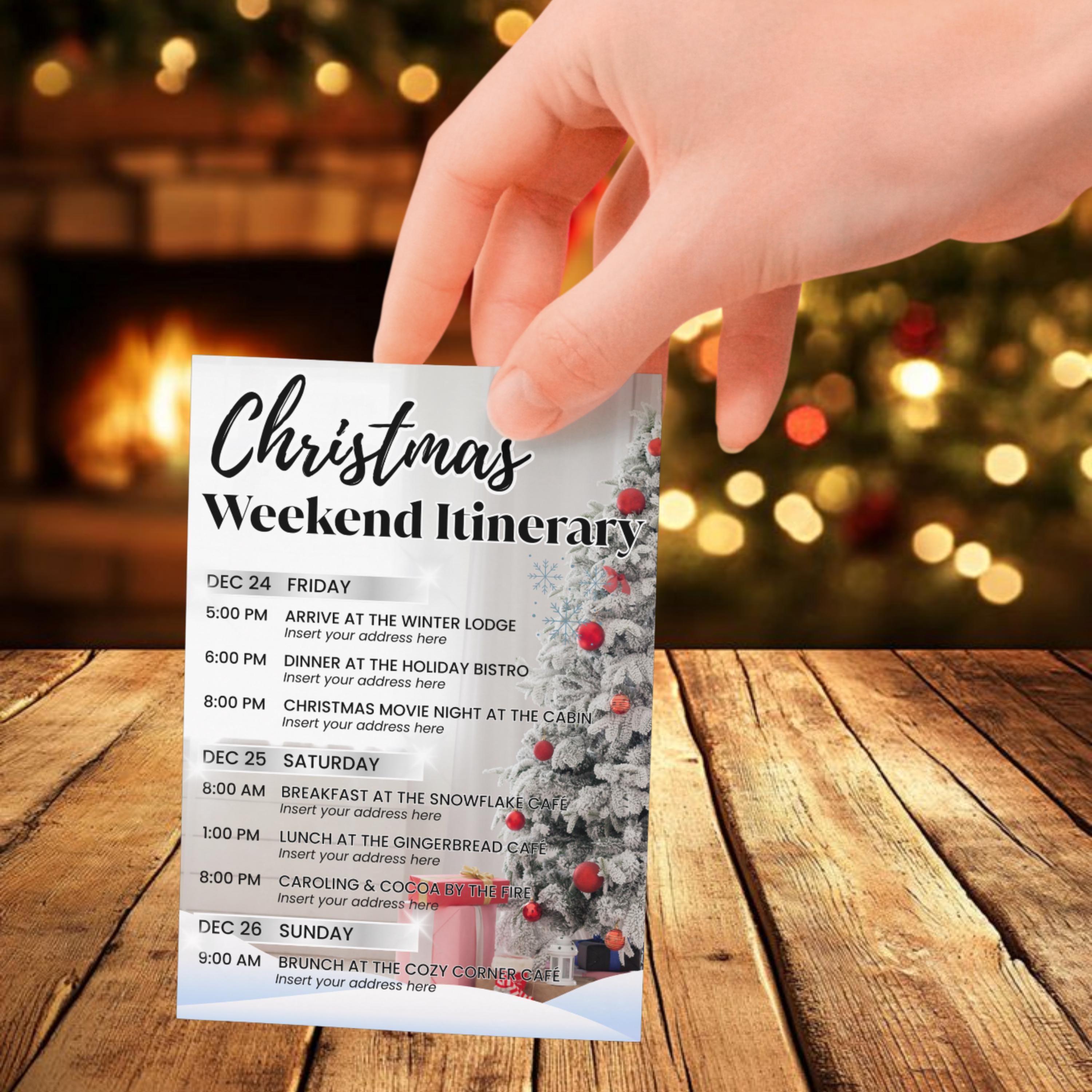 Christmas Itinerary Template, Printable Holiday Schedule, Editable