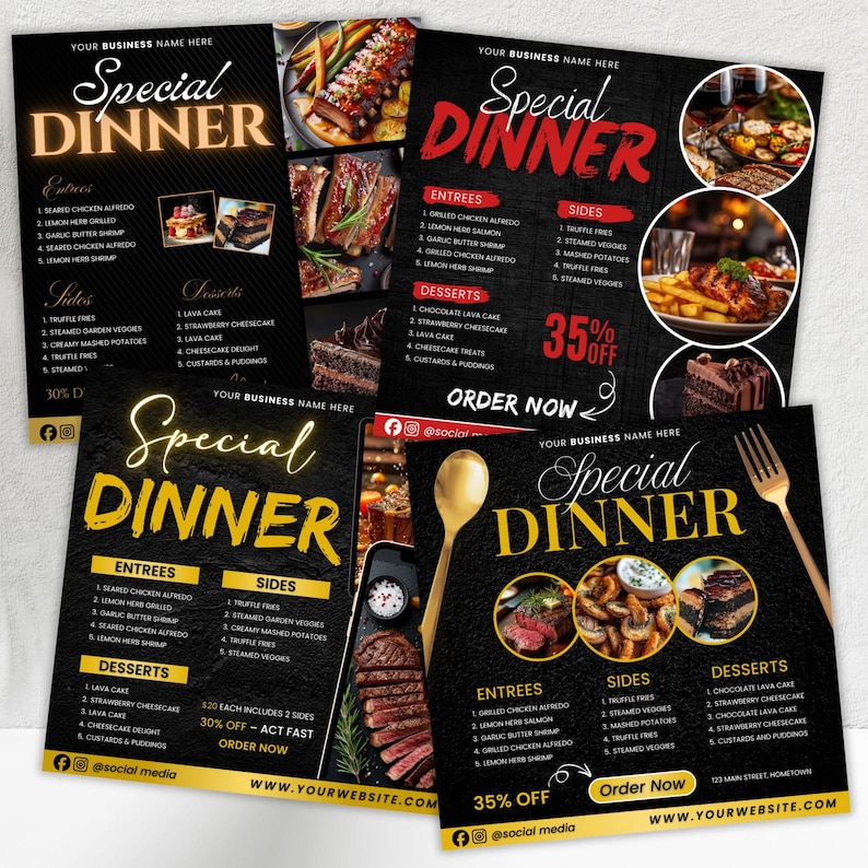 Dinner Specials Flyer, Restaurant Menu Template, Dinner Sale Flyer ...