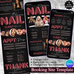 Mall för schemaläggningstidning för nagelstylist Acuity, webbplatsmall för DIY-nagelteknik, bokningssajt för nageltidning, stor banner för Acuity