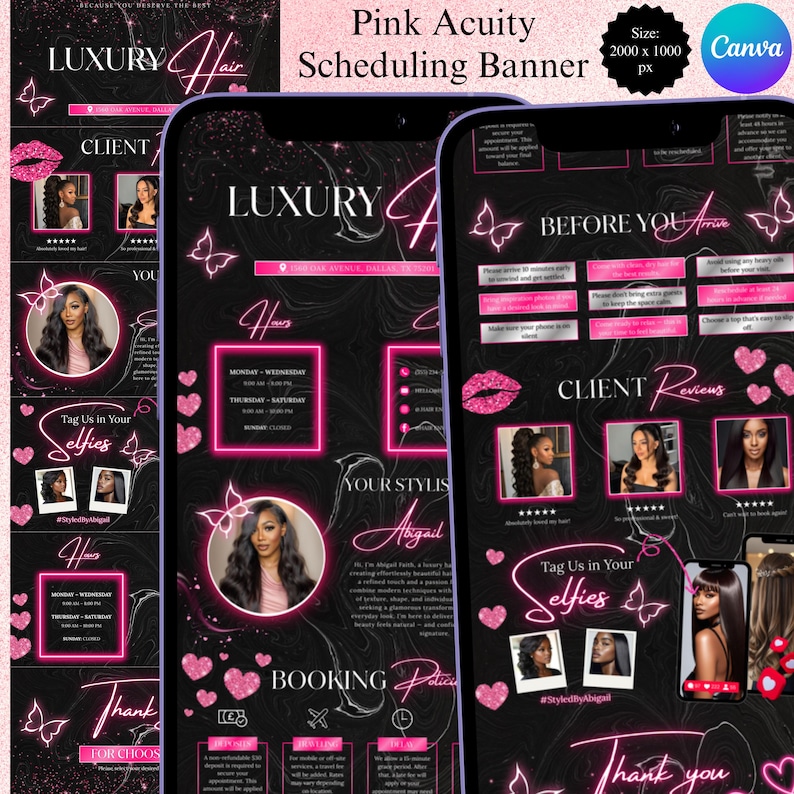 Acuity Scheduling Template for Hair Stylists, Pink Acuity Template ...
