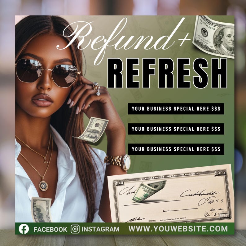 Tax Refund Flyer, Editable Canva Template, Tax Flyer, Tax Refund ...