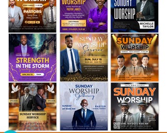 Editable Church Flyer Template, Sunday Worship Church Flyer, Church Flyer, Sunday Service, Gospel Event, Conference Flyer, Instant Download