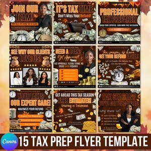 15 Tax Prep Bundle, Tax Prep Flyer, Tax Prep Instagram, Tax Flyer Template, Preparation Flyers, Tax Prep Template, Tax Preparation,Diy Flyer