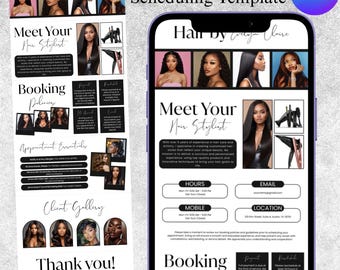 Hair Acuity-planningssjabloon, boekingswebsite voor doe-het-zelvers, Canva bewerkbare Acuity Hair-site,