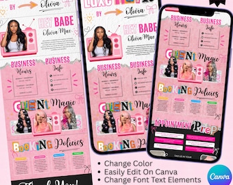 Modern Acuity Scheduling Template, Hair Stylist Acuity Website Template, White and Pink Booking Website, Canva Editable