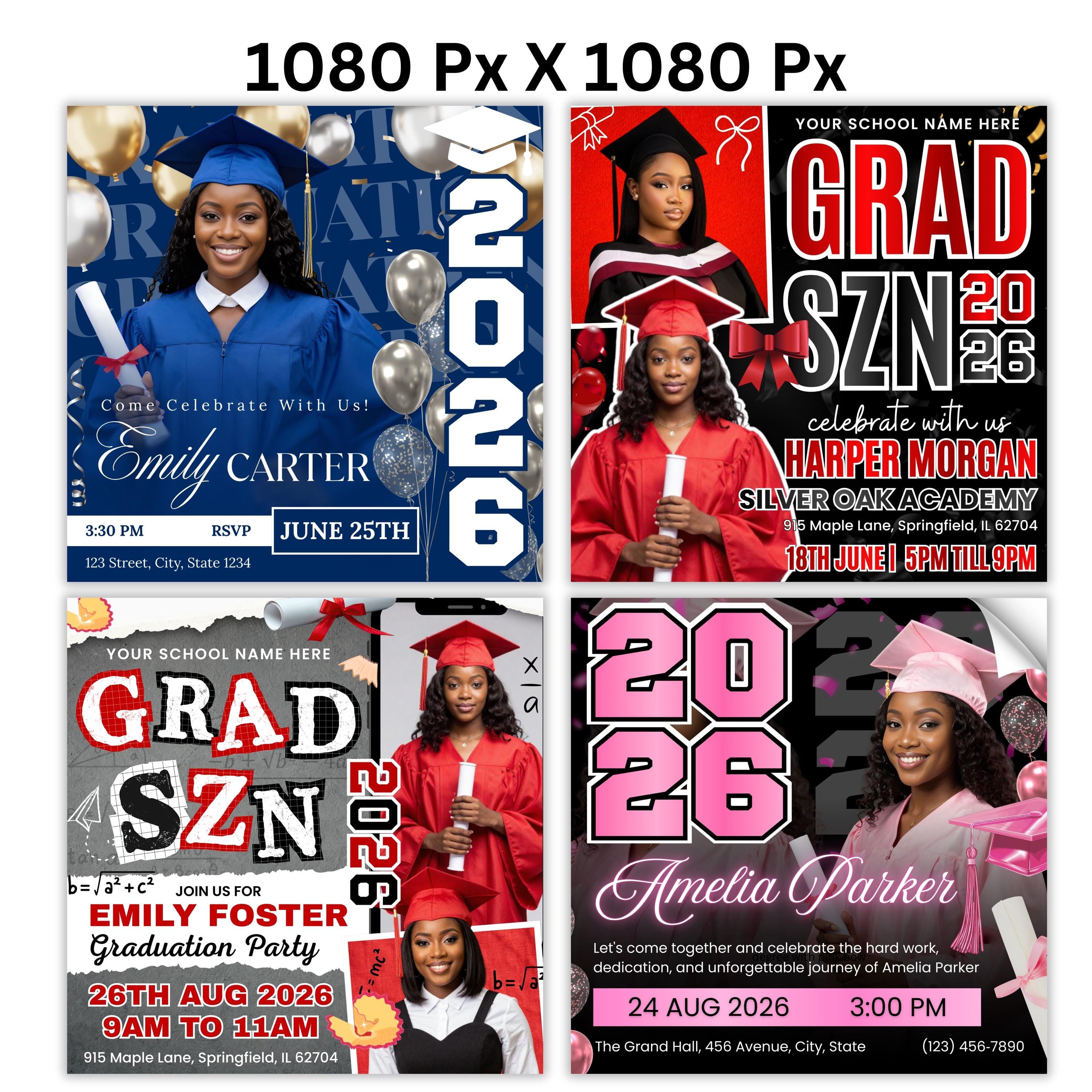 Graduation Party Flyer Canva Design, Graduation Flyer Template, Senior ...