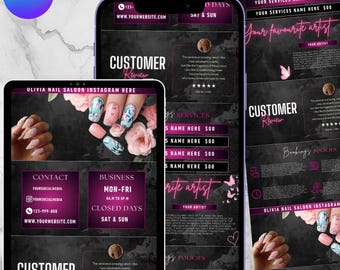 Nagelscherpte-planningssjabloon, boekingswebsite voor doe-het-zelver, Canva bewerkbare Acuity-nagelsite, Acuity-planning,
