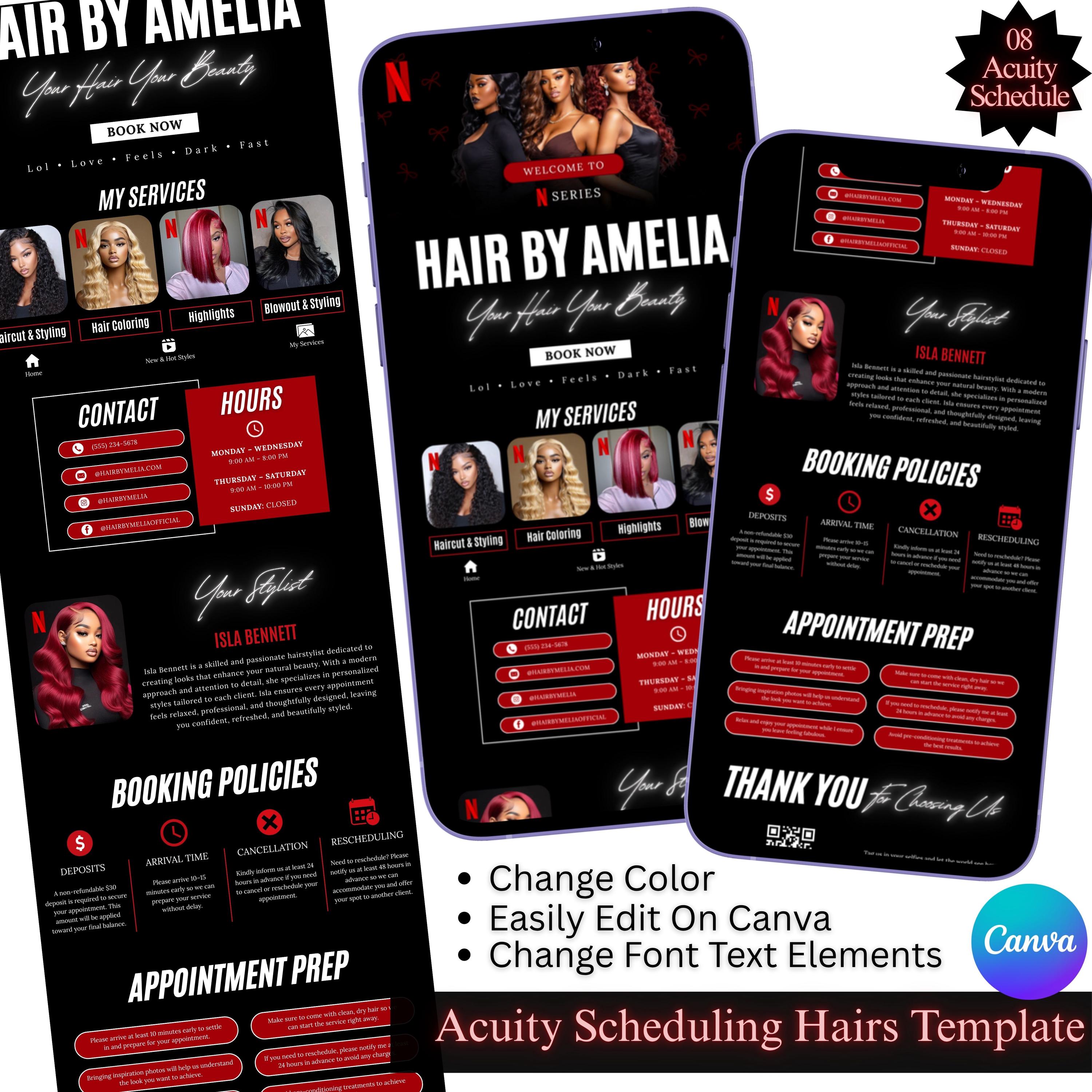 Netflix Style Acuity Scheduling Website Template | Canva Editable ...