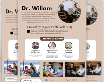Therapy & Counseling Flyer, DIY Flyer Template Design, Mental Health Marketing Flyer, Wellness Services Flyer, Premade Psychologist Flyer