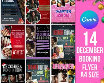 December Booking Flyer, Hair Appointment Flyer, Editable Canva Template  Christmas Appointments, Instagram Booking Flyer, Nail Flyer