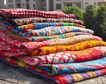 Groothandel Indiase kantha-quilt, vintage handgemaakte katoenen plaid