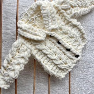 Hand Knit Cream Baby Cardigan, Soft Cozy Infant Sweater, Neutral Newborn Outfit
