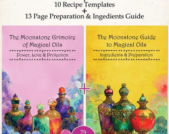 Magical Oils Recepten Grimoire-pagina's, Magick Ritual Oil afdrukbare pdf-gids voor Book of Shadows BoS, sjabloonpagina's, babyheks heidense drankjes