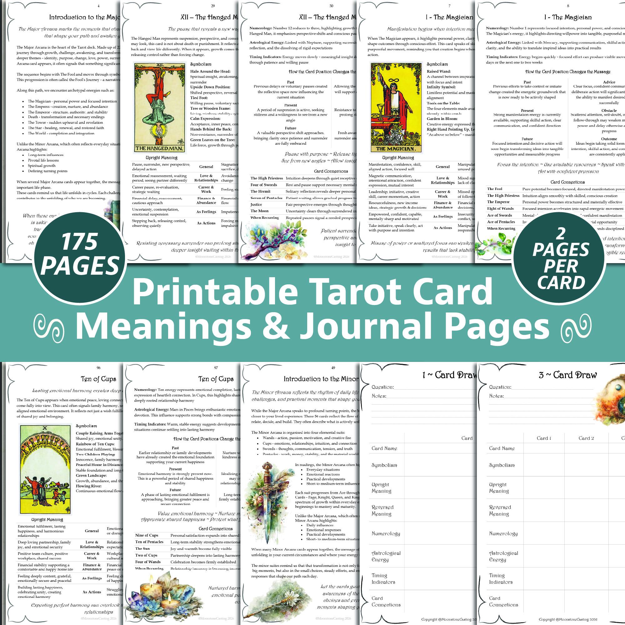Tarot Notes.pdf Tarot Card Meanings Guide & Journal, Printable PDF Book, Instant ...