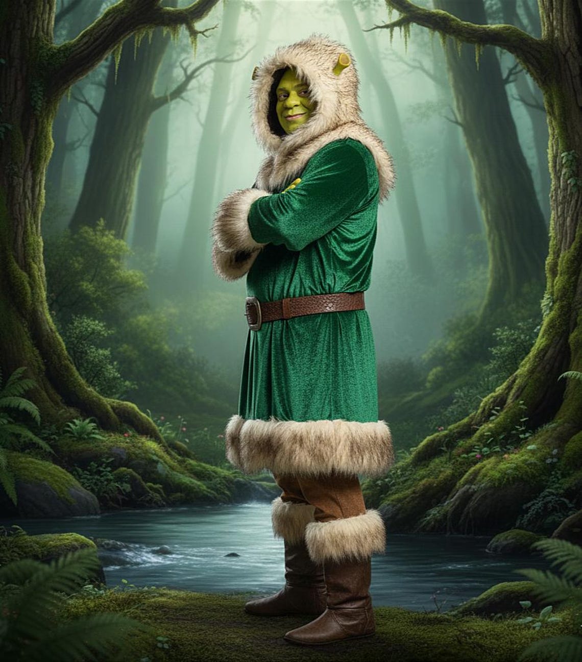 Luxury Shrek Costume, Adult Velvet Coat With Faux Fur Trim - Etsy