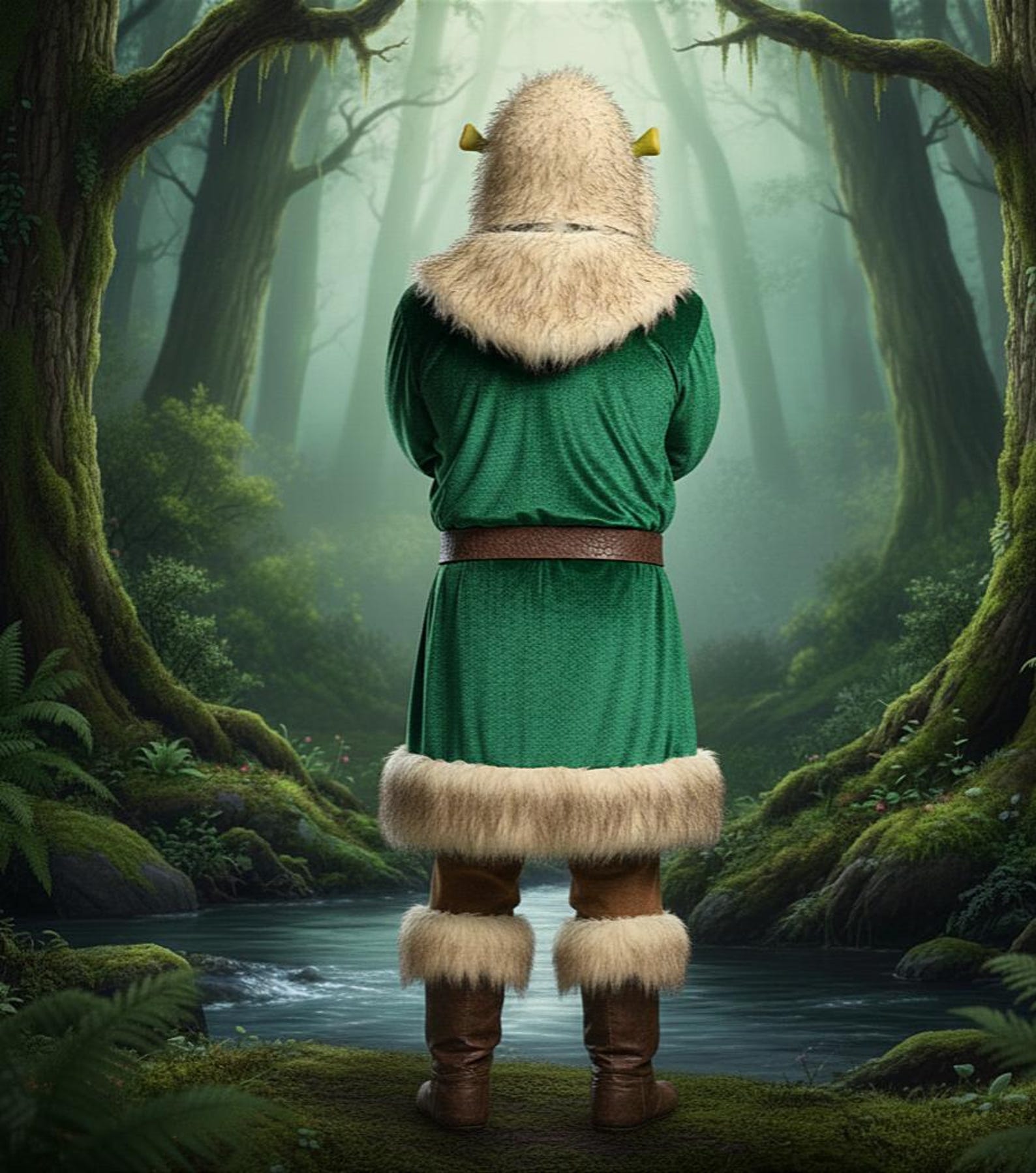 Luxury Shrek Costume, Adult Velvet Coat With Faux Fur Trim - Etsy