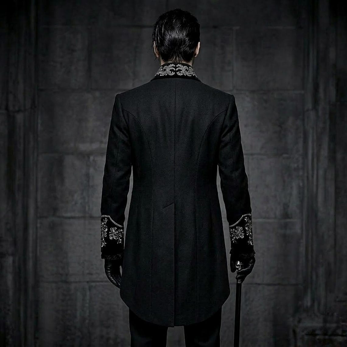 Vampire Formal Black Gothic Victorian Tailcoat Suit for Men – Embroidered Vampire ...