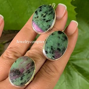 Conjunto de joias com rubi ziosita natural, anel em prata de lei 925, brincos de pino feitos à mão, presente de casamento