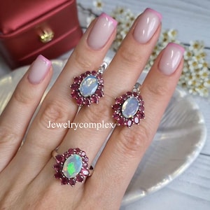 925 Sterling Silver Ring, Natural Ruby Gemstone Earring, Ethiopian Fire Opal, Cut Stone Jewelry