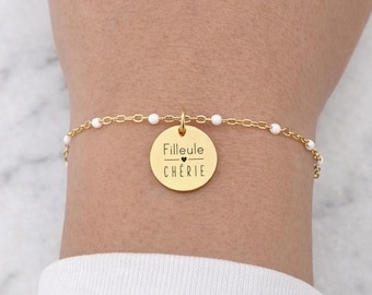 Personalized Women's Bracelet with Engraved Name, Gold and Silver Stainless Steel Medallion Bracelet, Minimalist Adjustable Bracelet, Gift for Women