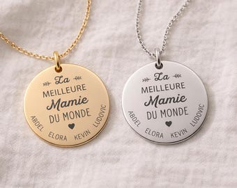 Personalized Grandma Necklace with Names, Original Grandma Gift, Engraved Family Medal, Grandmother Jewelry, Mother's Day