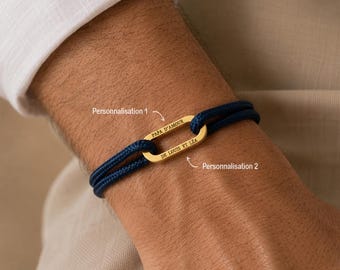 Personalized Engraved Bracelet for Men, Adjustable Name Bracelet, Gift for Dad, Couple Bracelet, Personalized Gift for Men