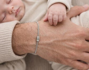 Personalized Men's Bracelet with Names, Engraved Family Bracelet, Gift for Dad/Husband, Minimalist Bracelet, Baby Gift for Men