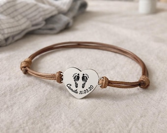 Personalized stainless steel heart bracelet – Adjustable engraved jewelry, gift for women, Mother's Day gift idea