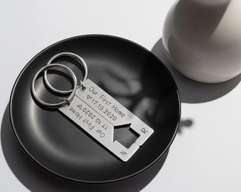 Personalized house keychain, Engraved couple keychain, First home gift, First home, Personalized keychain, Valentine's Day