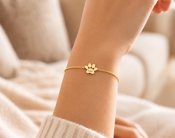 Bracelet Patte Chien Personnalisé Gravé, Bracelet Empreinte Animal, Bijou Souvenir Animal de Compagnie, Cadeau Amoureux Chien, Cadeau Maman