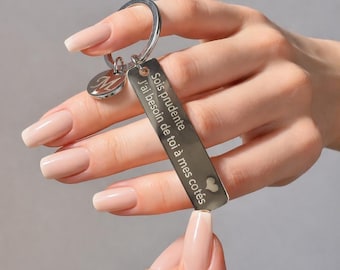 Personalized engraved stainless steel keychain – keychain with name text, personalized gift for men and women, souvenir jewelry