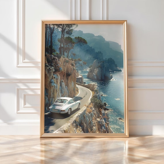 Old Money Luxury Car Wall Art, Coastal Drive Poster, Retro Car Printable, Photography Print