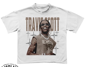 Camiseta de Travis Scott, camiseta vintage de rap de Travis Scott, camiseta con estampado gráfico de hip hop, merchandising de Travis Scott, camiseta extragrande de algodón grueso.